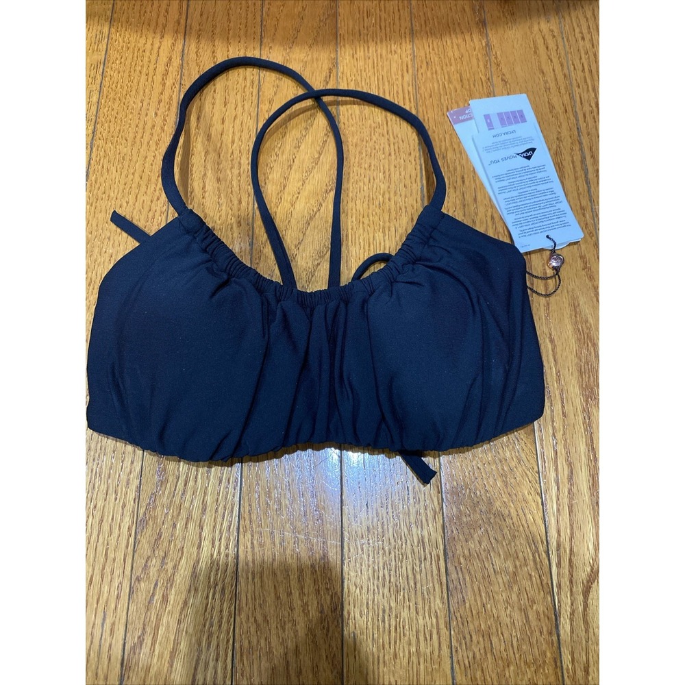 Calia Scrunched Tie Back Bikini Top Size XS Black‎ Padded